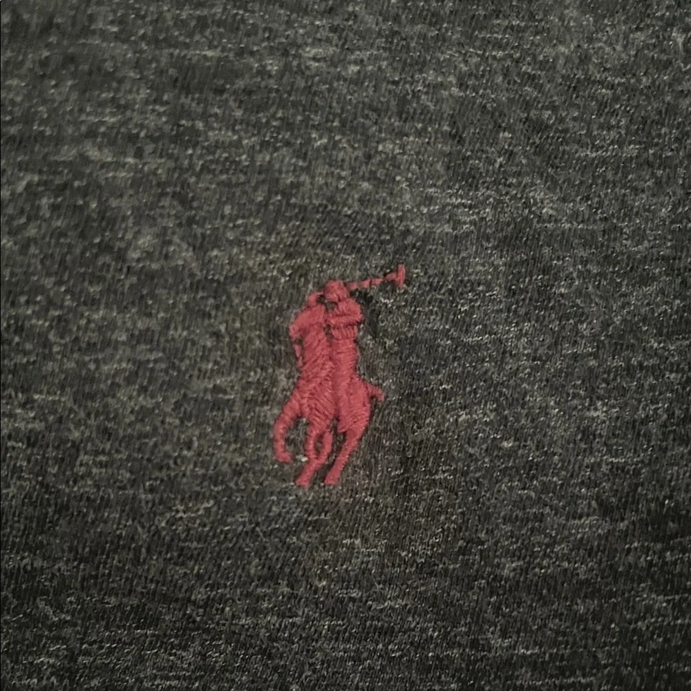✨Polo by Ralph Lauren Charcoal Long-Sleeve Crewneck with Red Polo Logo